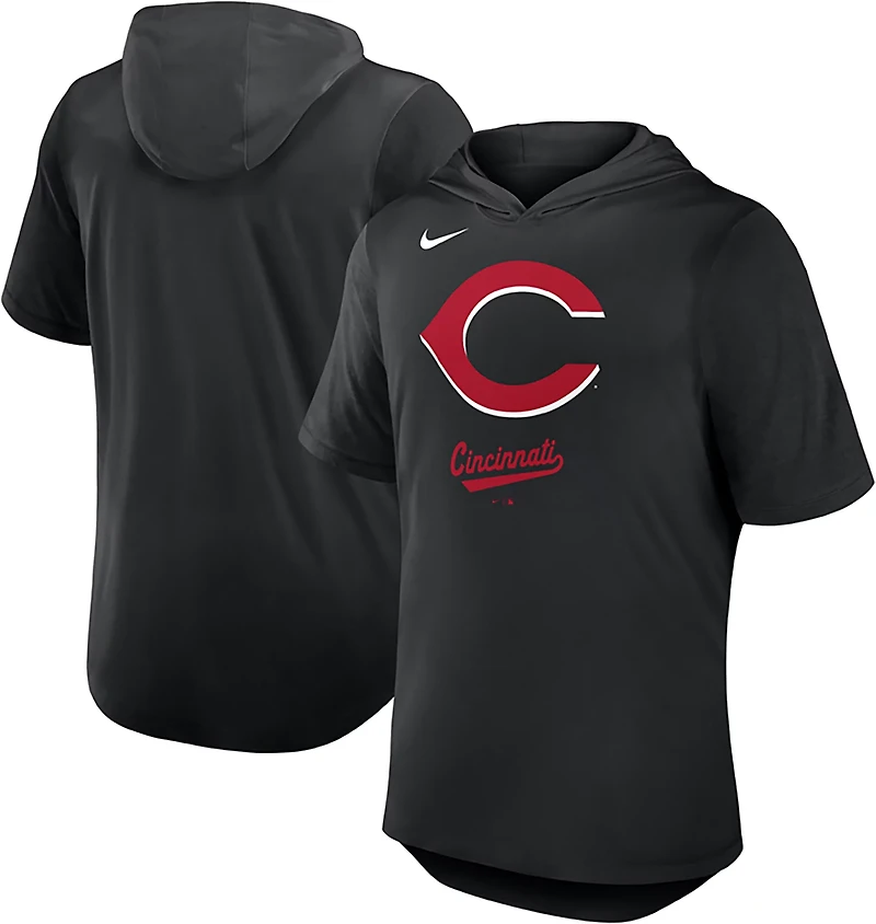 Nike Men's Reds MLB Logo Short Sleeve Hoodie