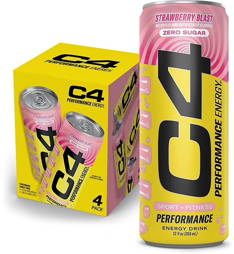 C4 Performance Energy Carbonated 12 oz Cherry Popsicle Energy Drinks 4-Pack