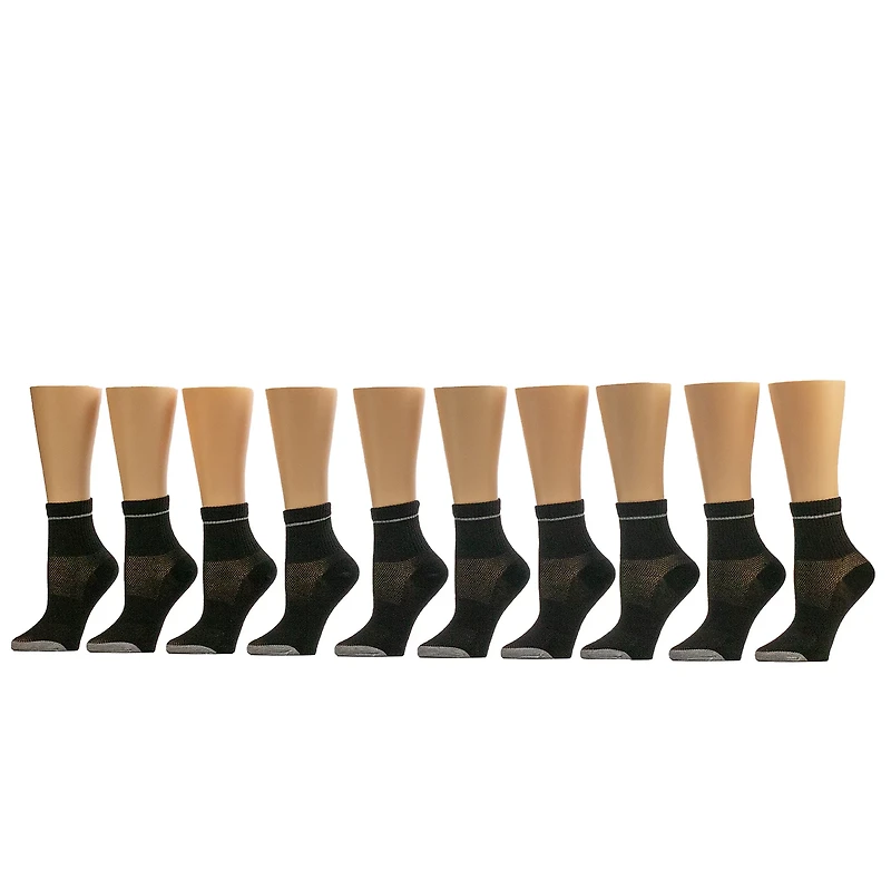 BCG Kids' Arch Support Quarter Socks 10-Pack