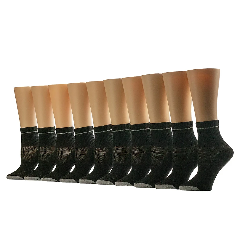 BCG Kids' Arch Support Quarter Socks 10-Pack