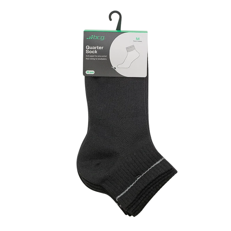 BCG Kids' Arch Support Quarter Socks 10-Pack