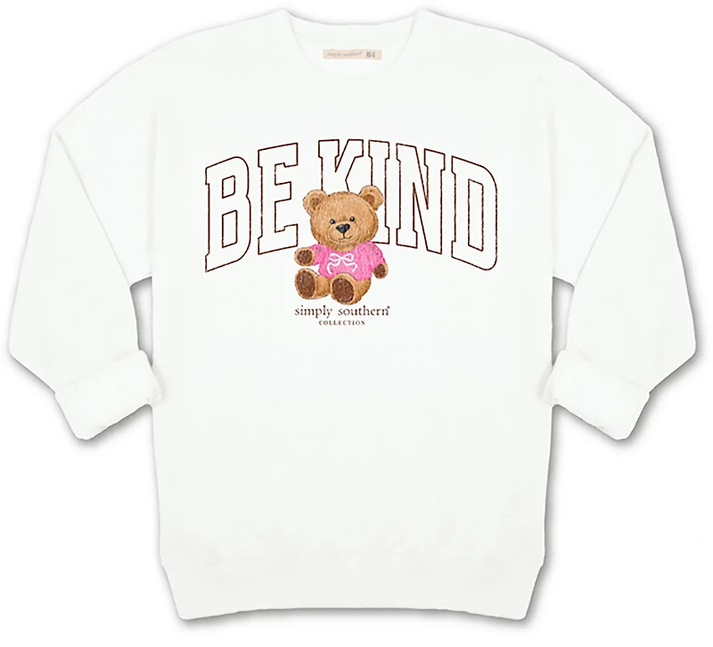 Simply Southern Girls' Kind White Crewneck Sweater