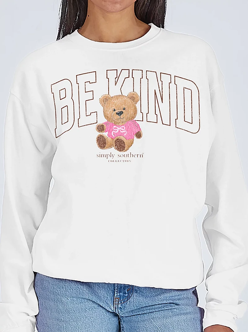Simply Southern Girls' Kind White Crewneck Sweater