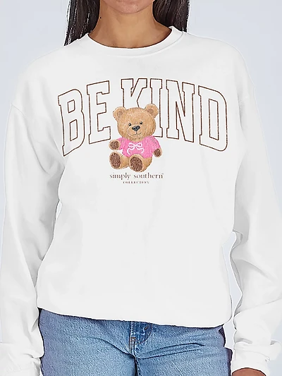 Simply Southern Girls' Kind White Crewneck Sweater