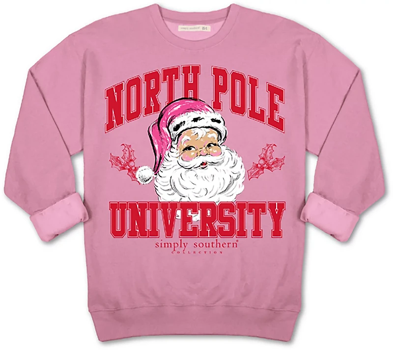 Simply Southern Girls' Santa Bubblegum Crewneck Sweater