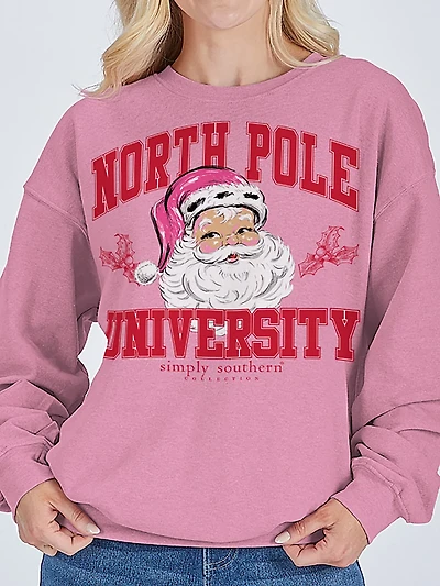 Simply Southern Girls' Santa Bubblegum Crewneck Sweater