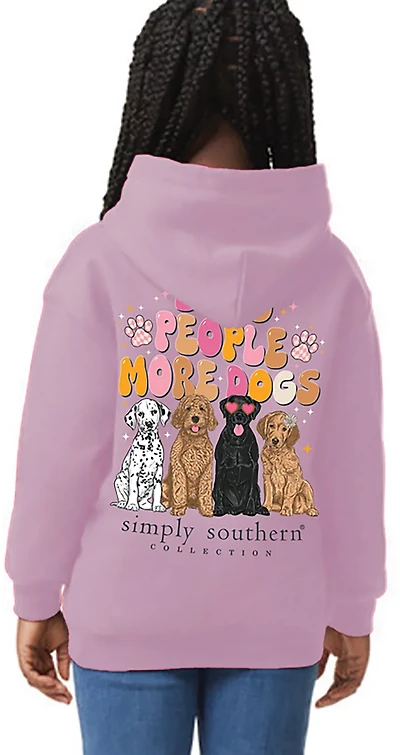 Simply Southern Girls' Dogs Light Pink Hoodie