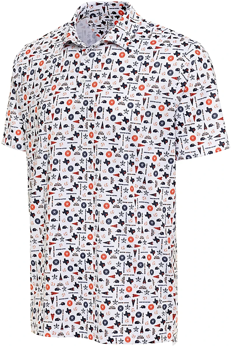 Antigua Men's Houston Astros Lateral Short Sleeve Polo