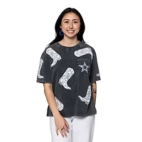Gameday Couture Women's Dallas Cowboys Sequin Boots Short Sleeve T-shirt