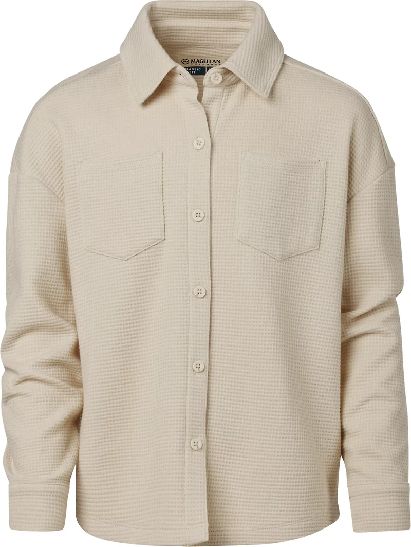 Magellan Outdoors Girls' Campfire Waffle Long Sleeve Button Down Shirt