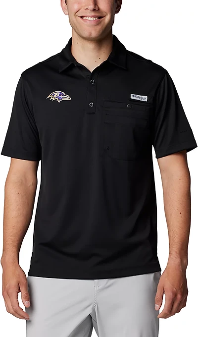 Columbia Sportswear Men's Baltimore Ravens Flycaster Short Sleeve Pocket Polo Shirt