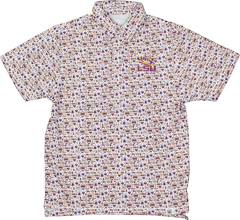 Wes & Willy Boys' LSU Allover Tailgate Polo Shirt