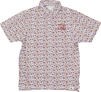 Wes & Willy Boys' LSU Allover Tailgate Polo Shirt