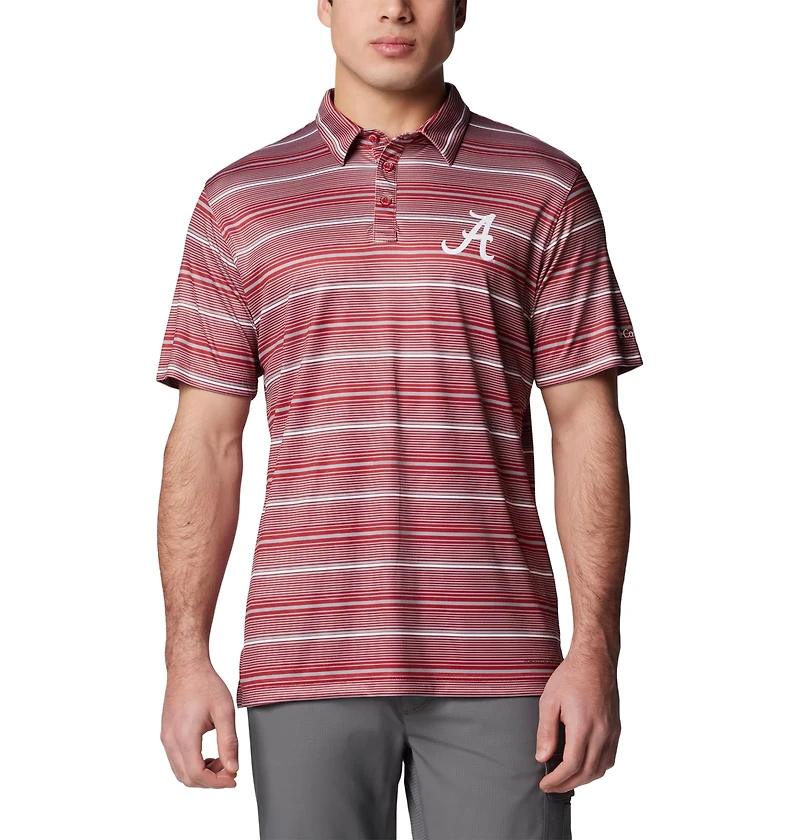 Columbia Sportswear Men's University of Alabama Stripe Super Terminal Tackle Polo Shirt