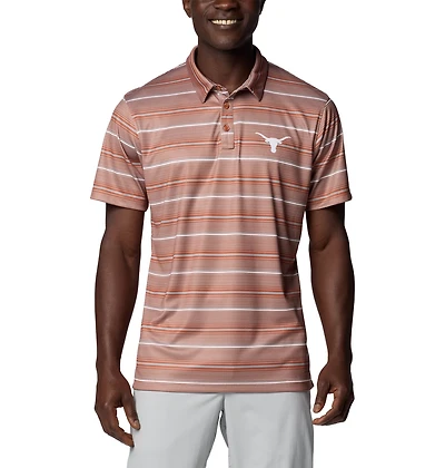 Columbia Texas Longhorns PFG Super Terminal Tackle Omni-Shade Stripe Polo