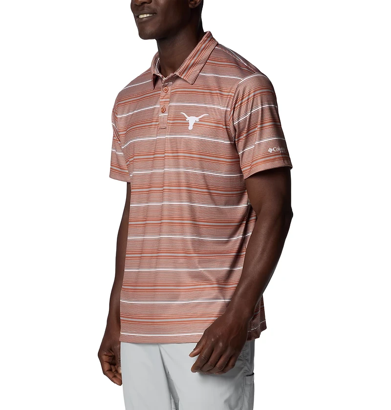 Columbia Texas Longhorns PFG Super Terminal Tackle Omni-Shade Stripe Polo