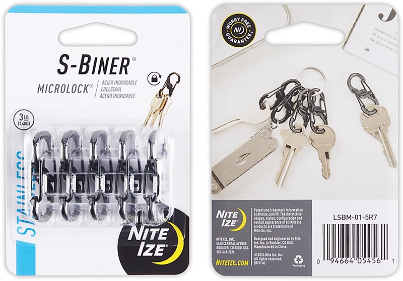 Nite Ize S-Biner MicroLock Stainless Steel Carabiners 5-Pack