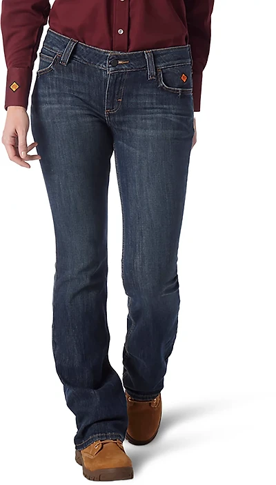 Wrangler Women's Flame-Resistant Retro Mae Regular Fit Bootcut Work Jeans