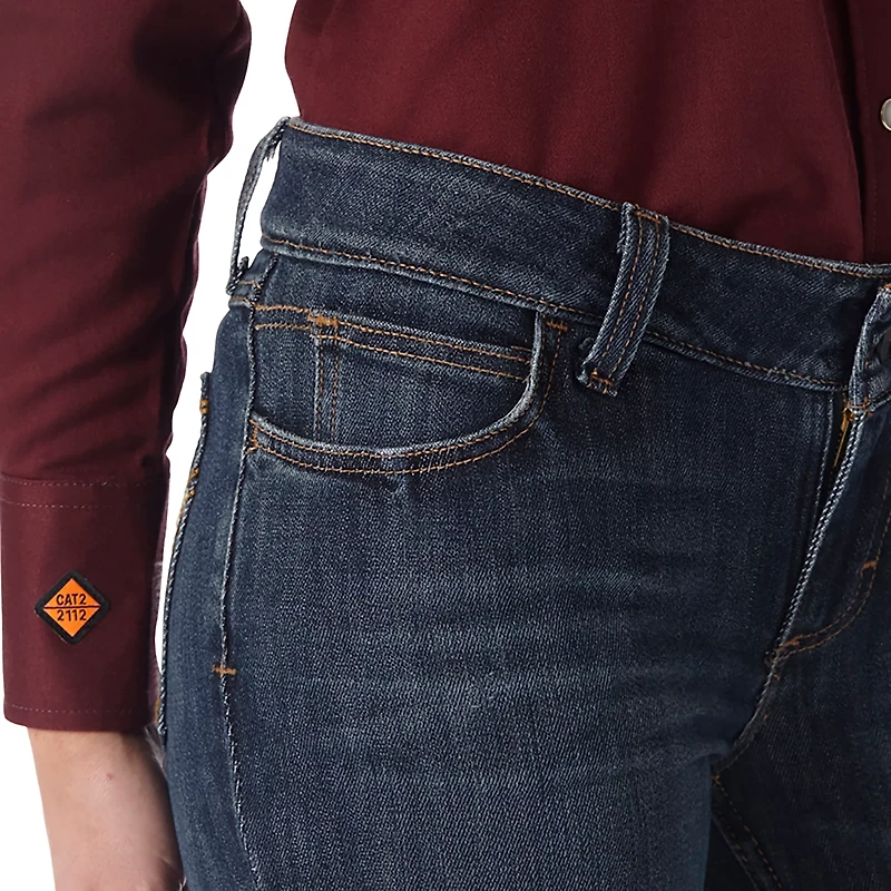 Wrangler Women's Flame-Resistant Retro Mae Regular Fit Bootcut Work Jeans