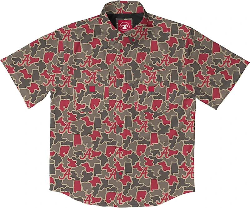 Amigo Men's Alabama Field and Fish Short Sleeve Shirt Crimson Tide