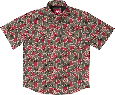 Amigo Men's Alabama Field and Fish Short Sleeve Shirt Crimson Tide