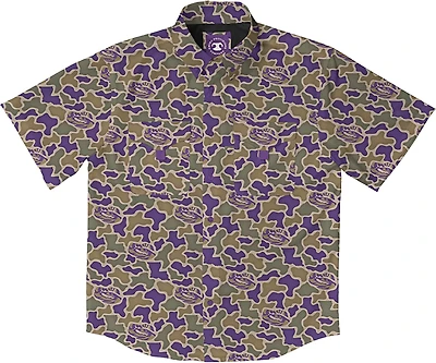 Amigo Men's LSU Field and Fish Short Sleeve Shirt Louisiana State University Tigers