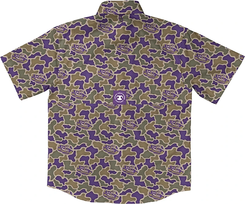 Amigo Men's LSU Field and Fish Short Sleeve Shirt Louisiana State University Tigers