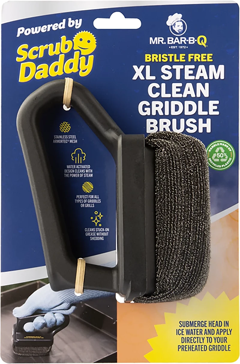 Mr. Bar-B-Q Bristle Free XL Griddle Steam Clean Brush Powered By Scrub Daddy