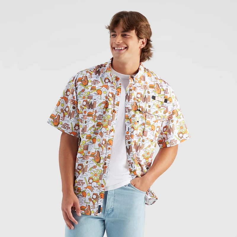 Magellan Outdoors Whataburger Men's Laguna Madre Happy Crazy Fun Fishing Shirt