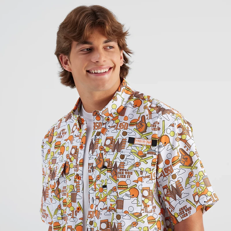Magellan Outdoors Whataburger Men's Laguna Madre Happy Crazy Fun Fishing Shirt