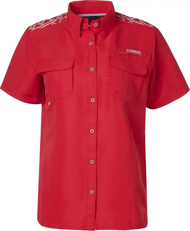 Magellan Outdoors Women's Laguna Madre Scenic Deer Button Up Fishing Shirt