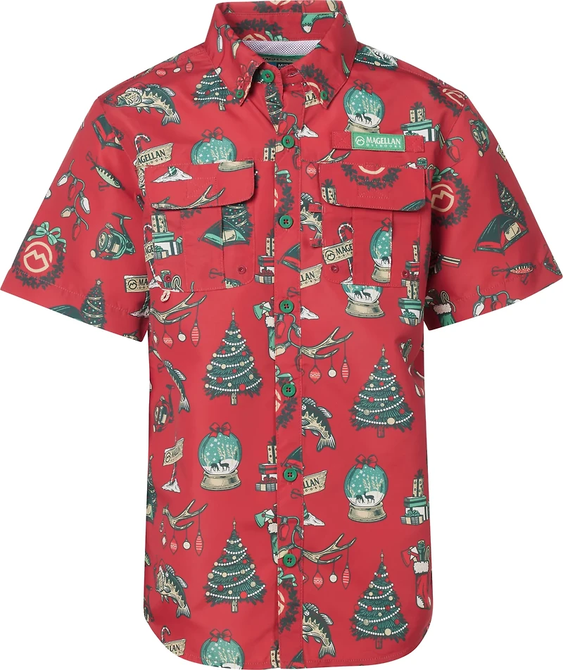 Magellan Outdoors Boys' Laguna Madre Holiday Illustrations Fishing Shirt
