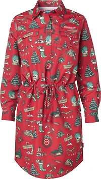 Magellan Outdoors Women's Laguna Madre Holiday Illustrations Long Sleeve Dress