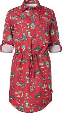 Magellan Outdoors Women's Laguna Madre Holiday Illustrations Long Sleeve Dress