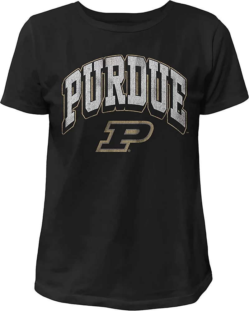 WILDCAT RETRO Women's Purdue Arch Shadow Boxy T-shirt