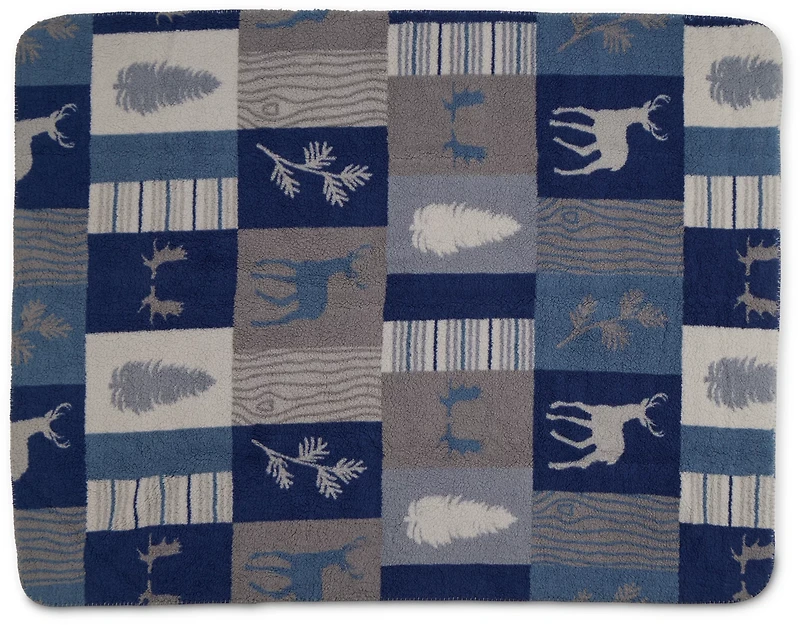 Magellan Outdoors Sherpa and Solid Polar Bear Throw Blanket