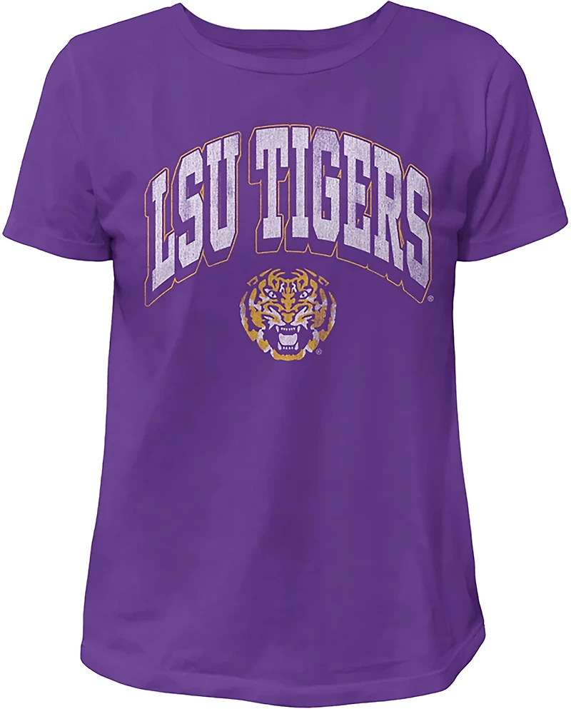 WILDCAT RETRO Women's LSU Arch Shadow Boxy T-shirt