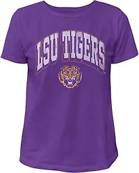 WILDCAT RETRO Women's LSU Arch Shadow Boxy T-shirt