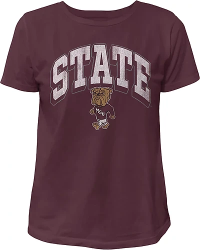 WILDCAT RETRO Women's Mississippi State Arch Shadow Boxy T-shirt