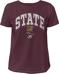 WILDCAT RETRO Women's Mississippi State Arch Shadow Boxy T-shirt