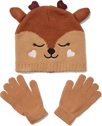 Magellan Outdoors Girls' Deer Gloves and Beanie Set