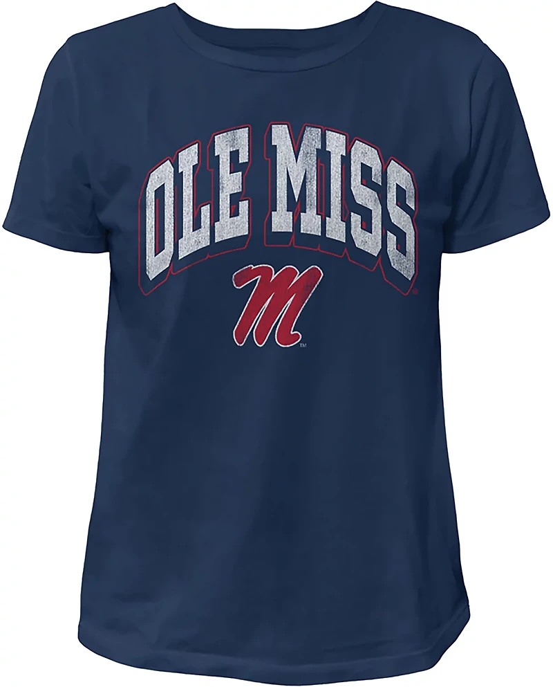 WILDCAT RETRO Women's Ole Miss Arch Shadow Boxy T-shirt