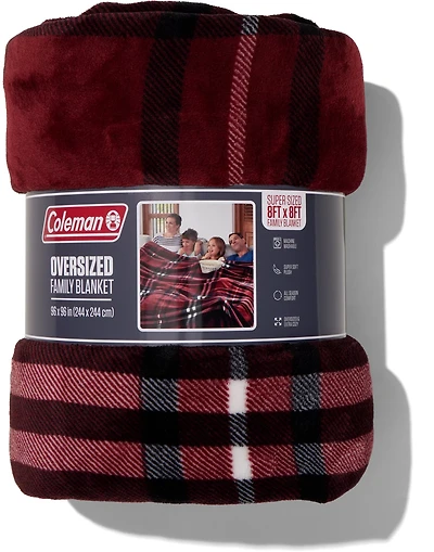 Coleman Oversize 96x96 Winter Cottage Red Plaid Family Blanket