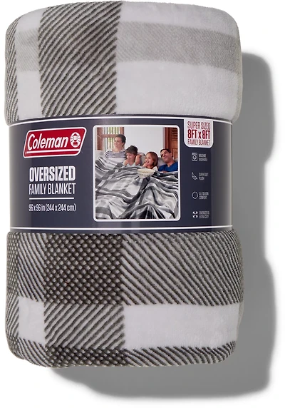 Coleman Oversize 96x96 Amador Grey Plaid Family Blanket