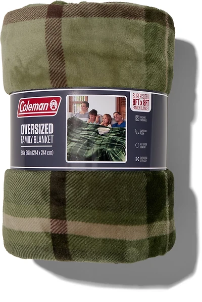 Coleman Oversize 96x96 Denver Kenway Green Plaid Family Blanket