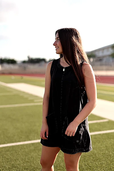 Jadelynn Brooke Girls' Mineral Wash Tailgate Romper