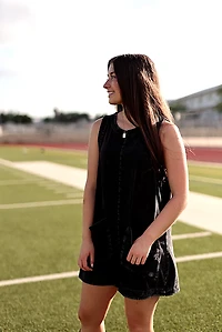 Jadelynn Brooke Girls' Mineral Wash Tailgate Romper