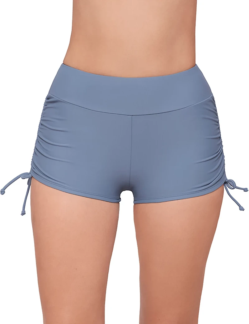 Eco Beach Women's Solid Side Shirred Swim Shorts