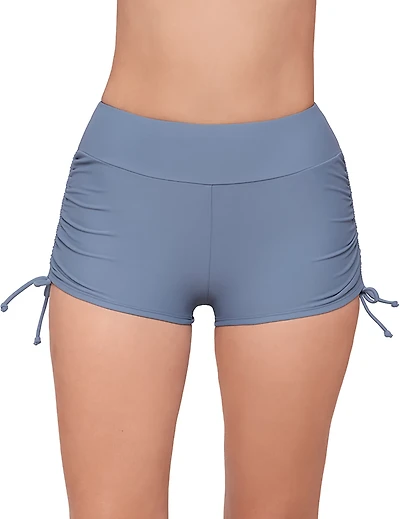 Eco Beach Women's Solid Side Shirred Swim Shorts