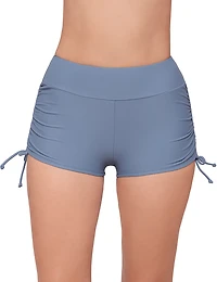 Eco Beach Women's Solid Side Shirred Swim Shorts